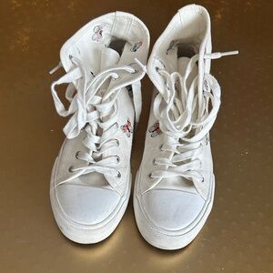 American Eagle Outfitters White High-Top Sneakers with Butterfly Accents